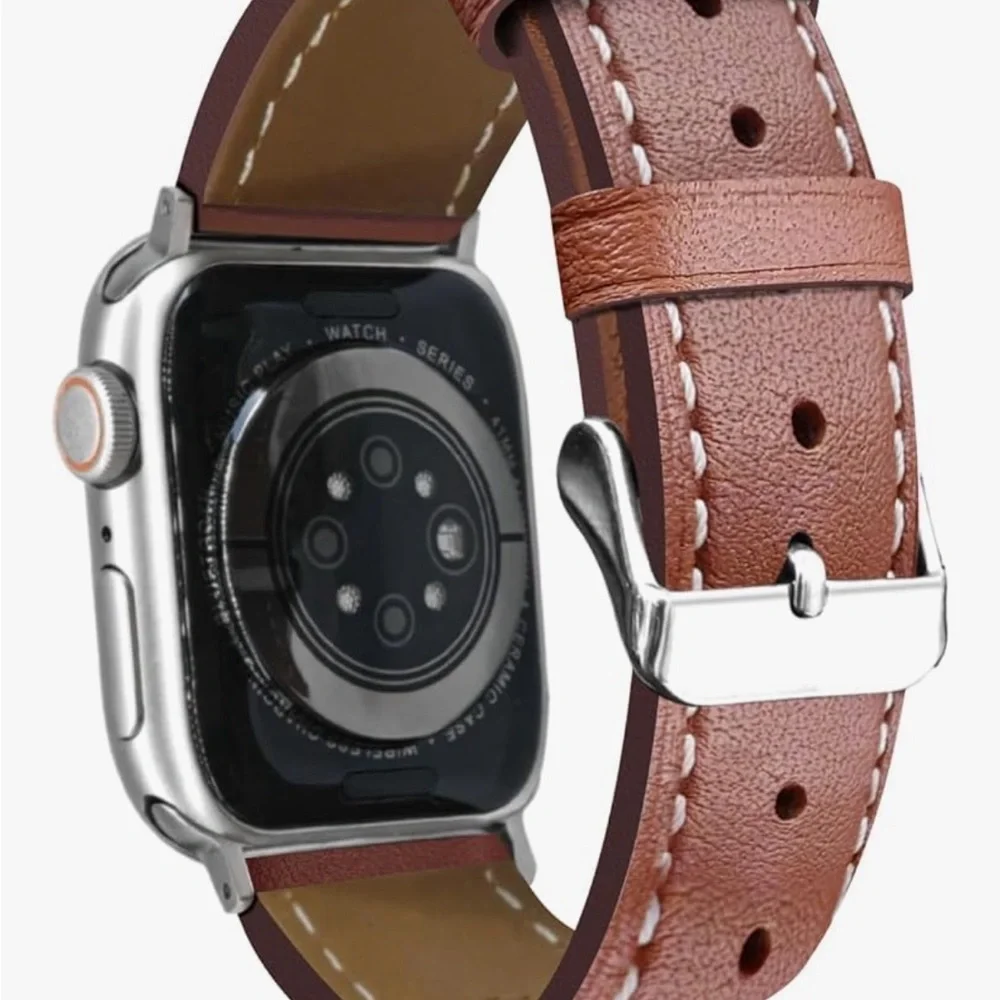 NIB Ovawda Premium Soft Leather Replacement Band for Apple Watch Brown